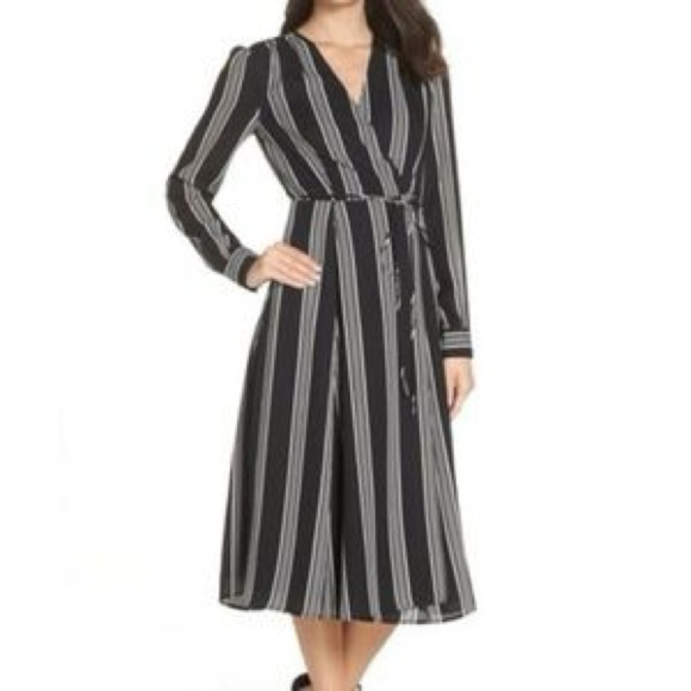Sexy mid-calf striped dress